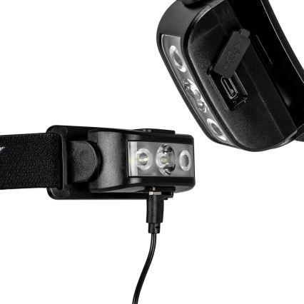 LED állítható fényerejű újratölthető fejlámpa 3xLED/5V IPX4 100 lm 1200 mAh