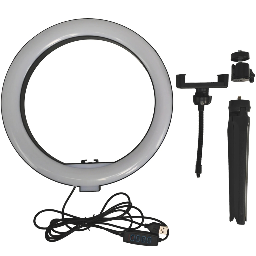 LED állítható fényerejű lámpa állvánnyal és tartóval vlogoláshoz LED/10W/5V 2700-6500K