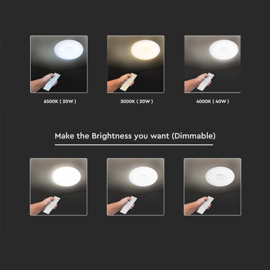 LED Dimmeres mennyezeti lámpa LED/40W/230V 3000/4000/6500K átm. 39 cm + távirányító