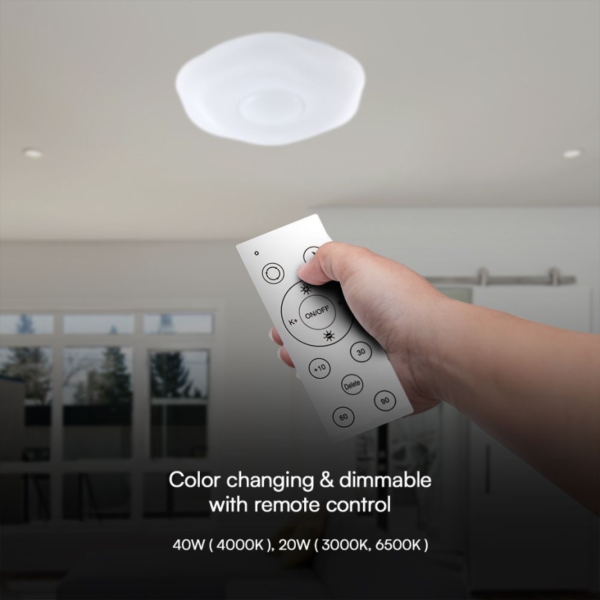 LED Fényerőszabályzós mennyezeti lámpa LED/40W/230V 3000-6500K 40 cm fehér + távirányító