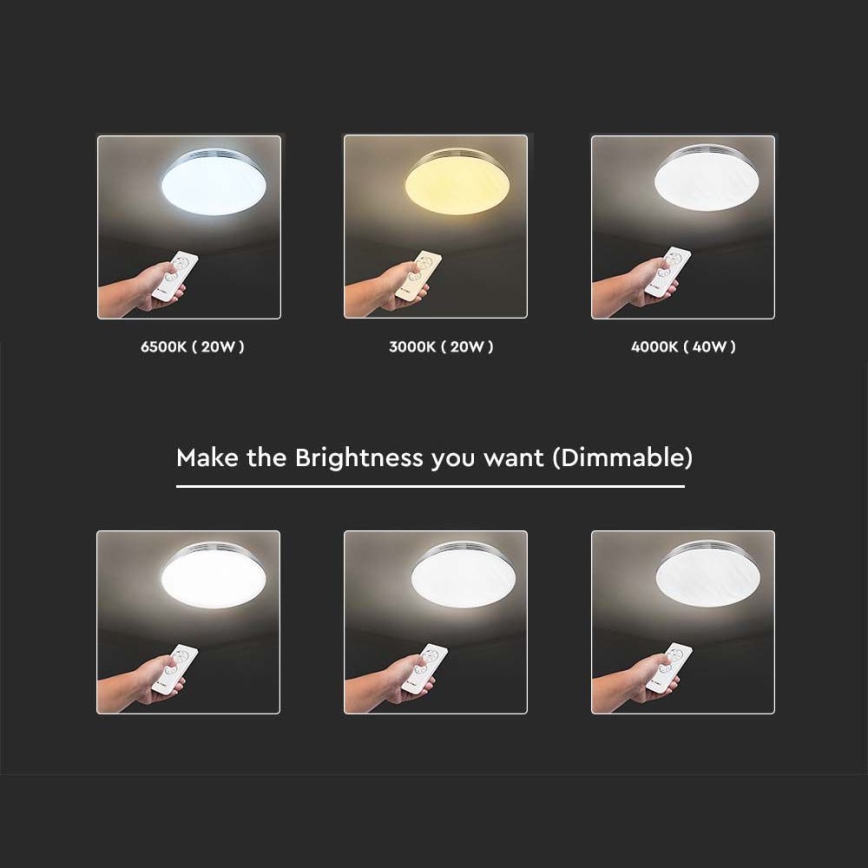 LED Dimmeres mennyezeti lámpa LED/40W/230V 3000K/4000K/6500K átm. 39,5 cm + távirányító