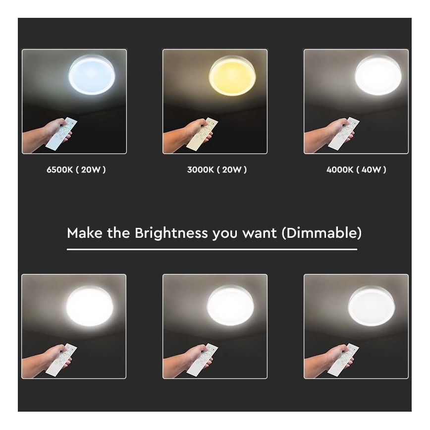 LED Dimmeres mennyezeti lámpa LED/40W/230V 3000K/4000K/6500K átm. 41 cm + távirányító