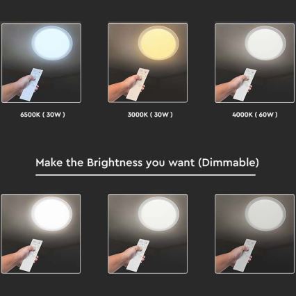 LED Dimmeres mennyezeti lámpa LED/40W/230V 3000K/4000K/6500K átm. 56,5 cm + távirányító