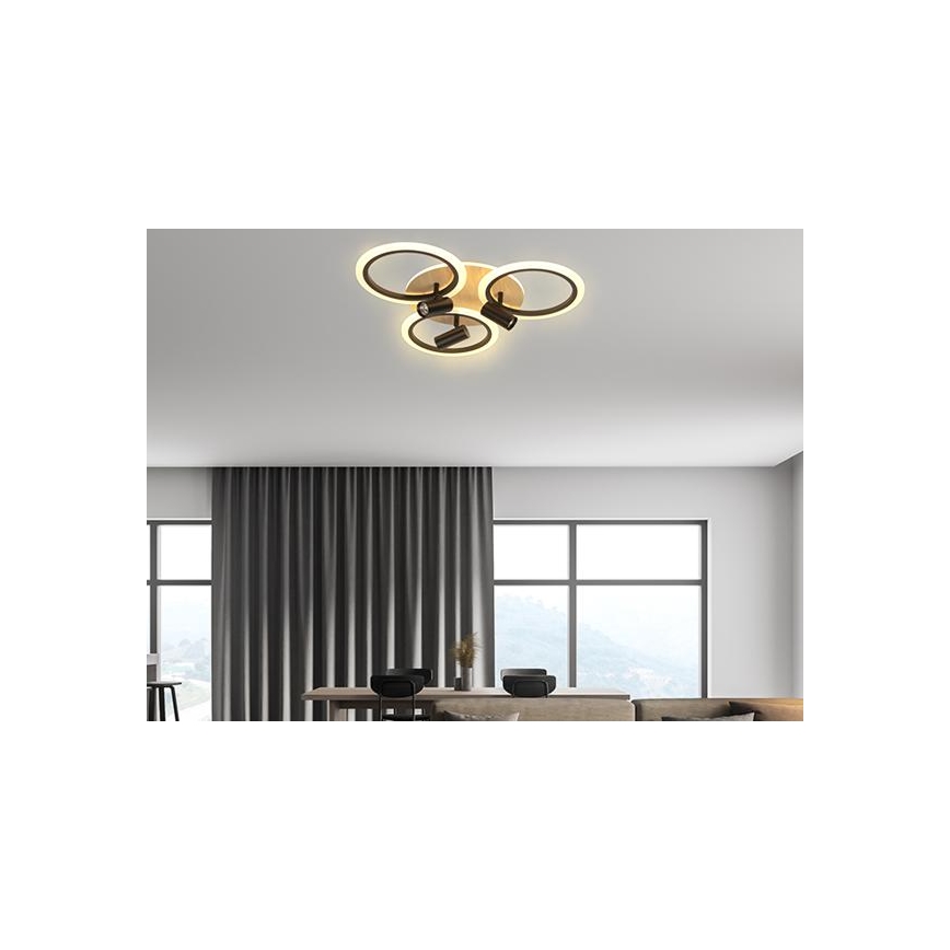 LED Fényerőszabályozható mennyezeti lámpa LED/70W/230V 3000-6500K fekete/barna + távirányító