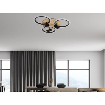 LED Fényerőszabályozható mennyezeti lámpa LED/70W/230V 3000-6500K fekete/barna + távirányító