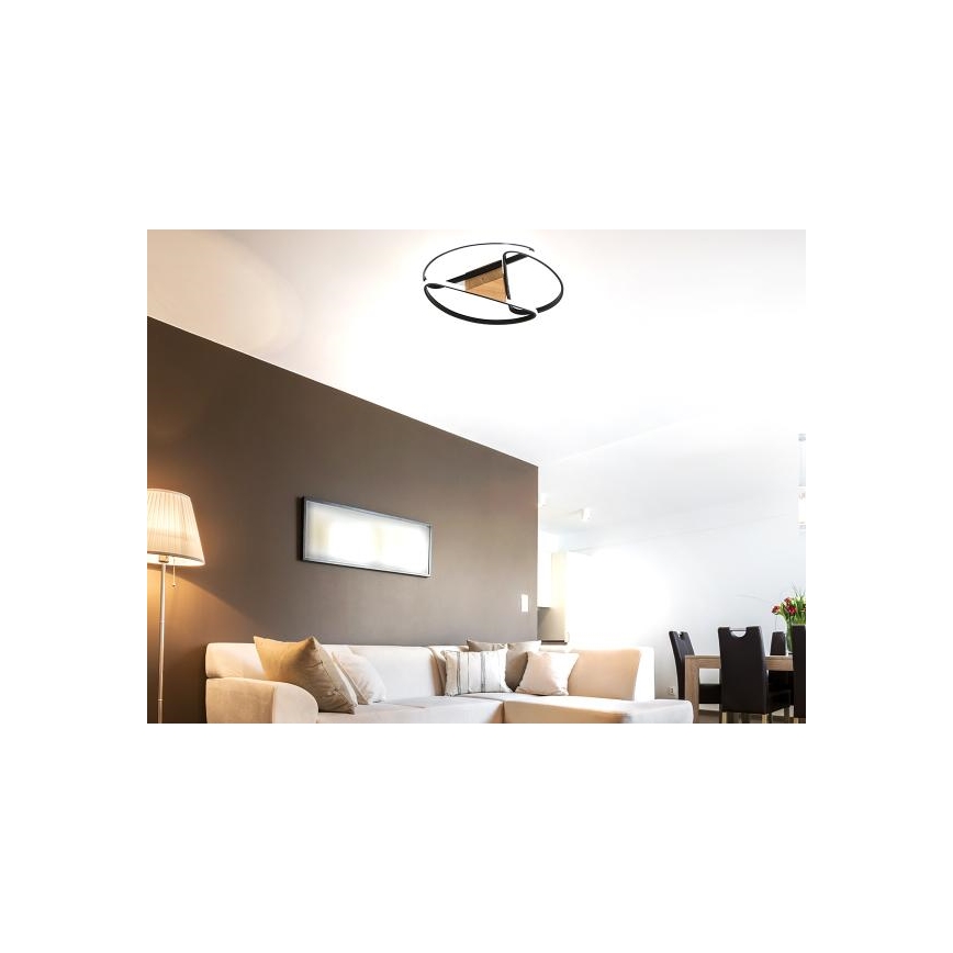 LED Fényerőszabályzós mennyezeti lámpa LED/75W/230V 3000-6500K barna/fekete + távirányító