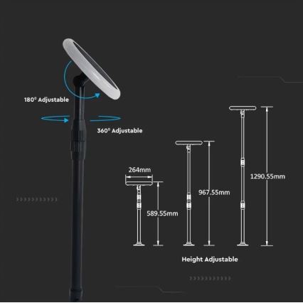 LED Állítható napelemes lámpa GARDEN LED/8W/5V 60-129 cm 4000K IP65