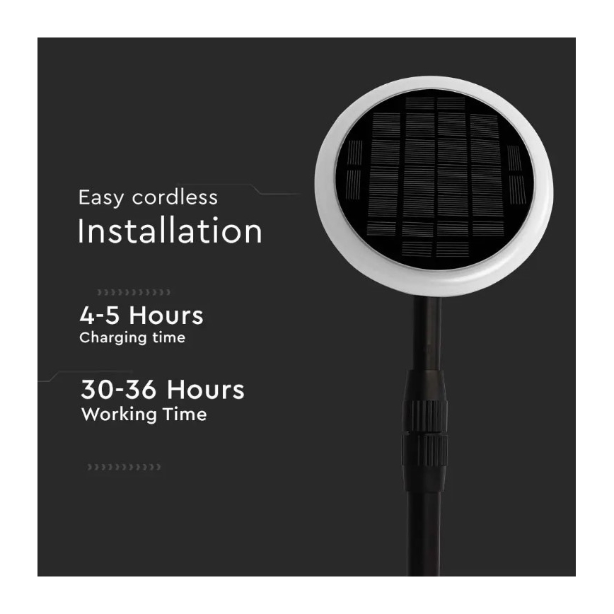 LED Állítható napelemes lámpa GARDEN LED/8W/5V 60-129 cm 4000K IP65