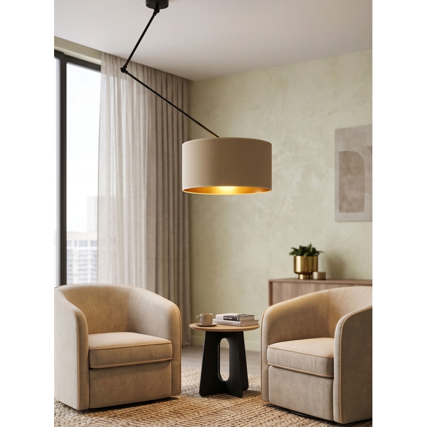 LED állítható rúdon függesztett csillár GORTA 1xE27/60W/230V bézs/arany