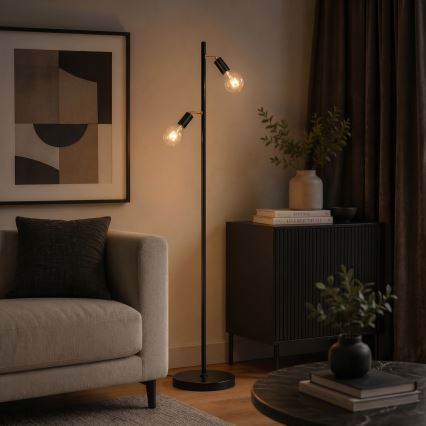 LED állólámpa 2xE27/7W/230V 2000K fekete/arany