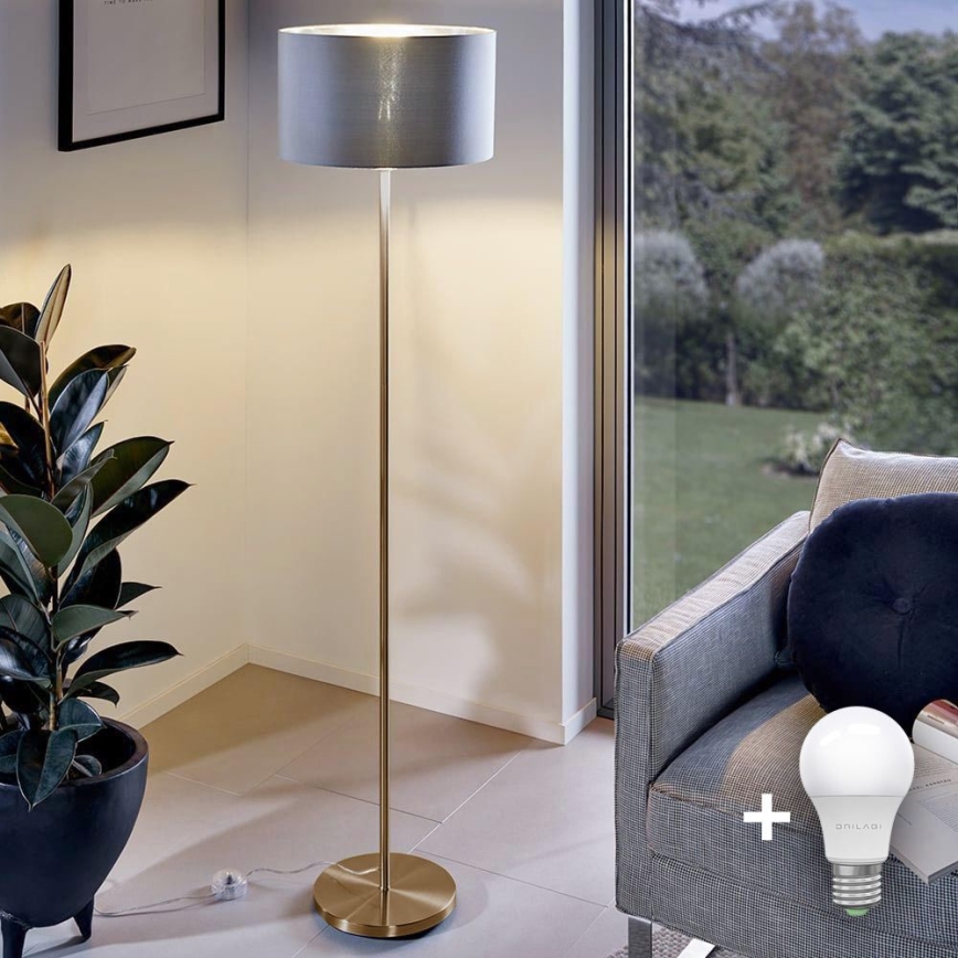 LED állólámpa TUNJA 1xE27/20W/230V átm. 30 cm arany/szürke