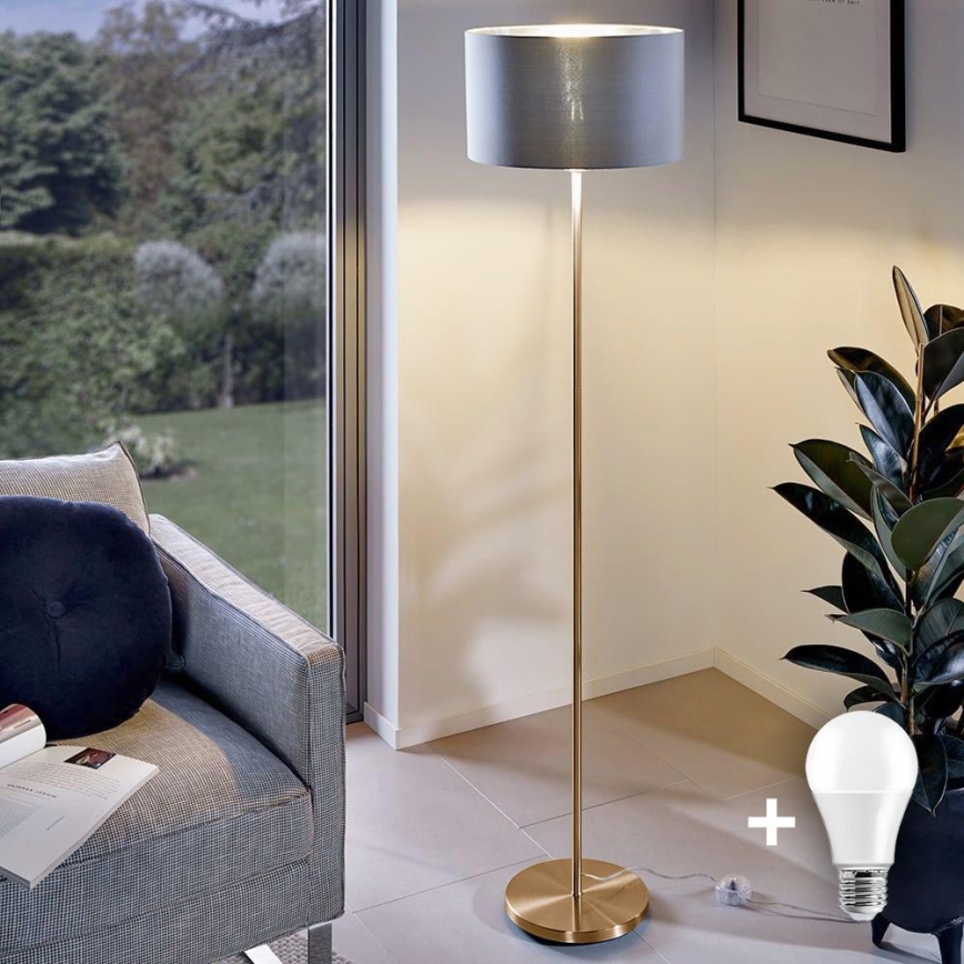 LED állólámpa TUNJA 1xE27/20W/230V átm. 38 cm arany/szürke