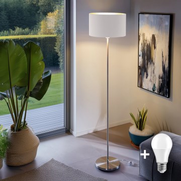 LED állólámpa TUNJA 1xE27/20W/230V, átm. 38 cm, matt króm/fehér