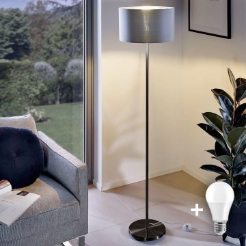 LED állólámpa TUNJA 1xE27/20W/230V átmérő 38 cm fekete/szürke