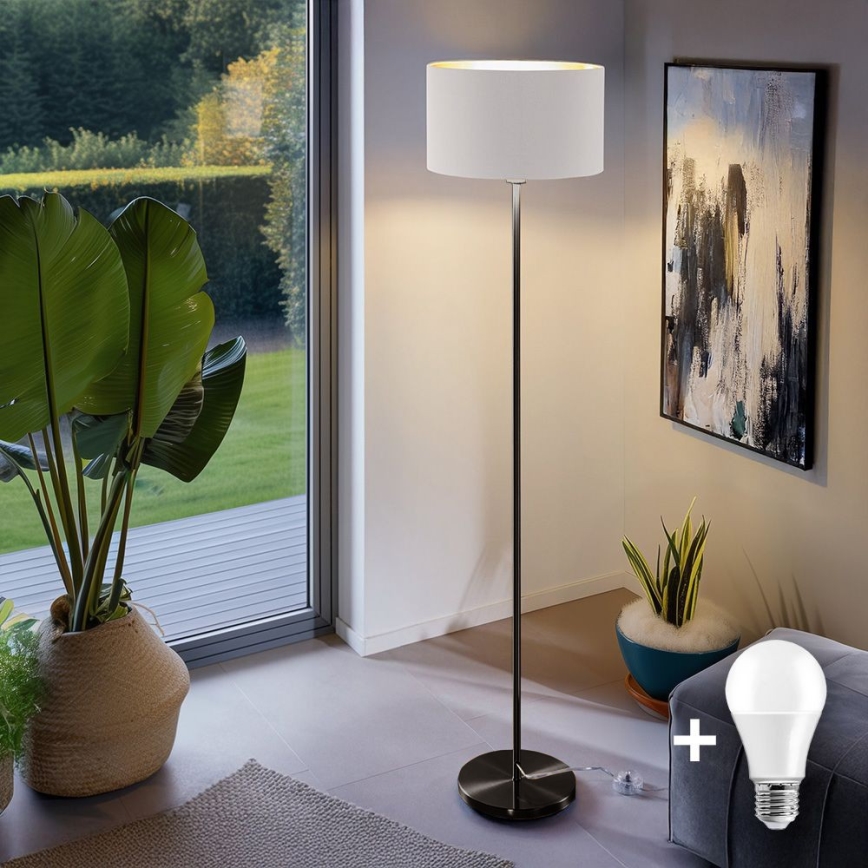LED állólámpa TUNJA 1xE27/20W/230V Ø 38 cm fekete/fehér