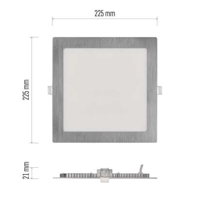 LED álmennyezeti világítótest NEXXO LED/18W/230V 3000/3500/4000K ezüstszínű 22,5x22,5 cm