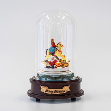 LED Animált karácsonyi dekoráció zenével 8xLED/3xAAA meleg fehér