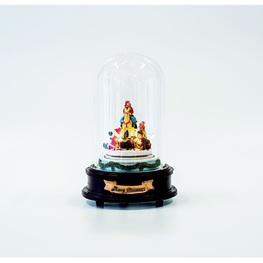 LED Animált karácsonyi dekoráció zenével 8xLED/3xAAA meleg fehér