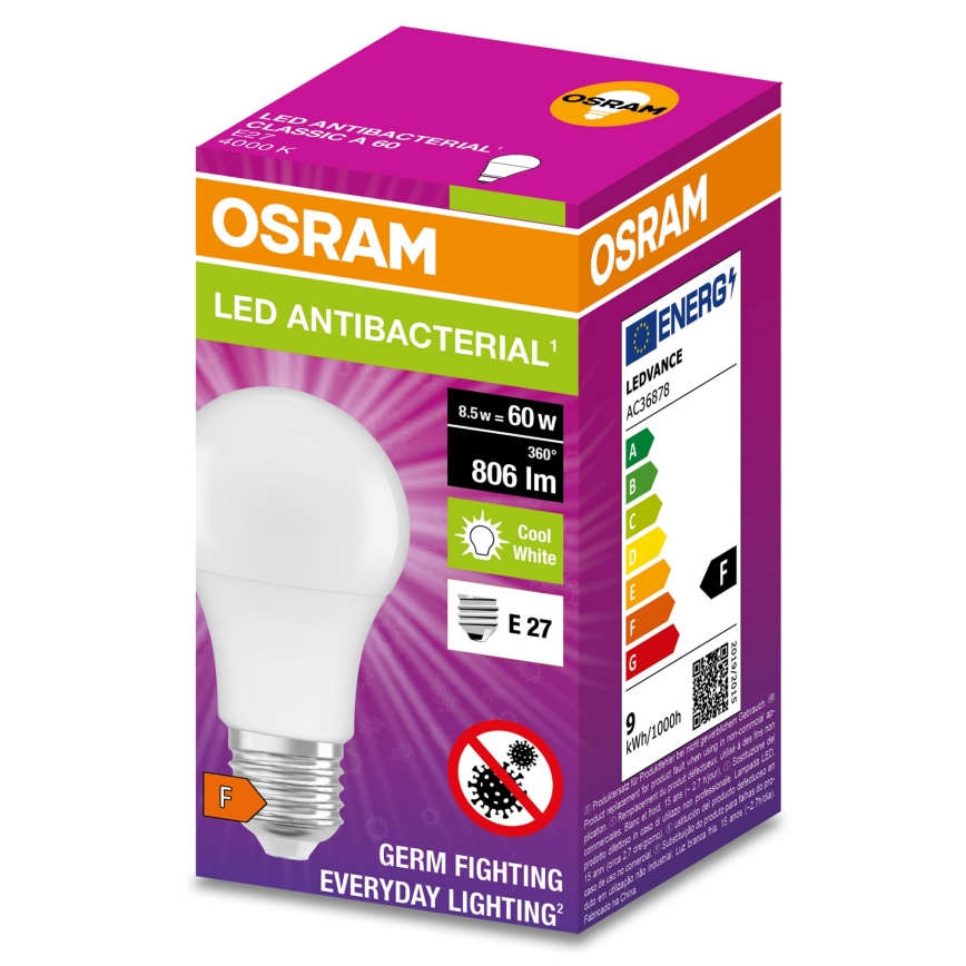 LED Antibakteriális izzó A60 E27/8,5W/230V 4000K - Osram