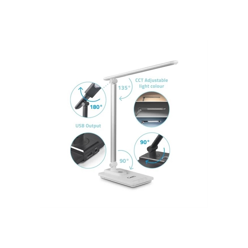 LED állítható fényerejű asztali lámpa USB-vel LED/9W/230V 3000K/4000K/5500K fehér