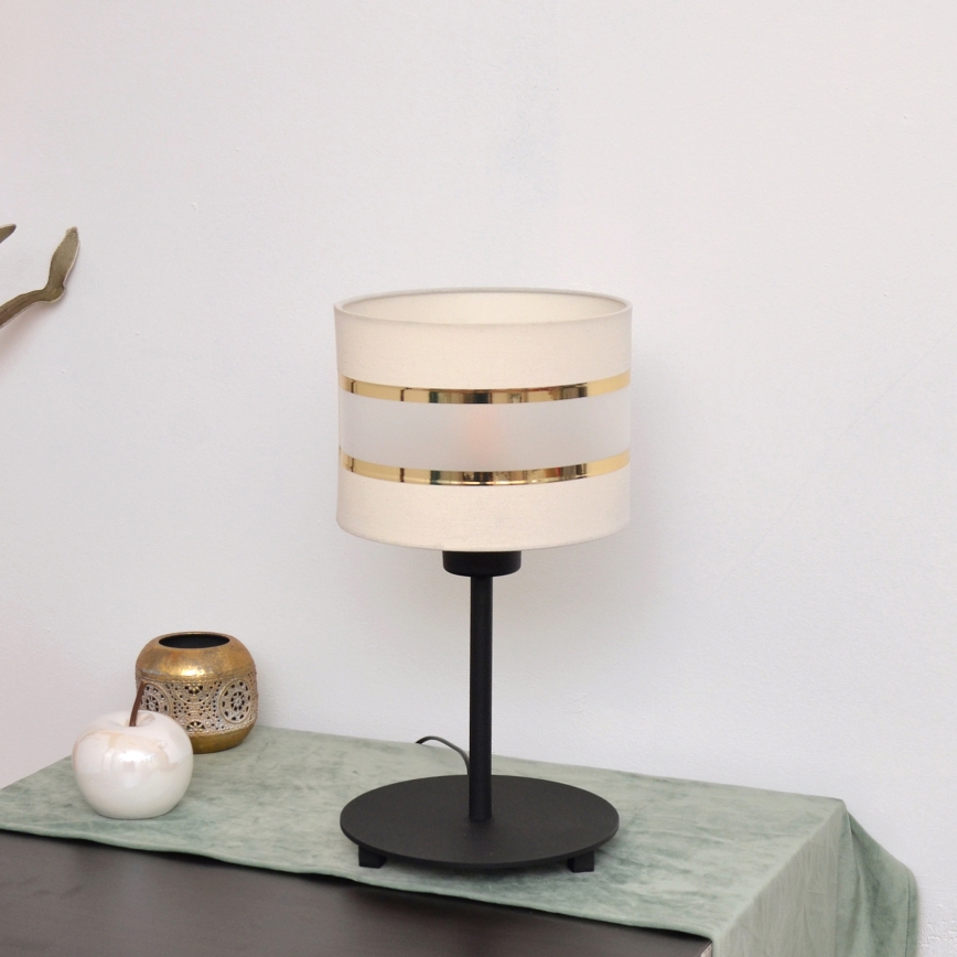 LED Asztali lámpa HELEN 1xE27/15W/230V krém/fekete/arany