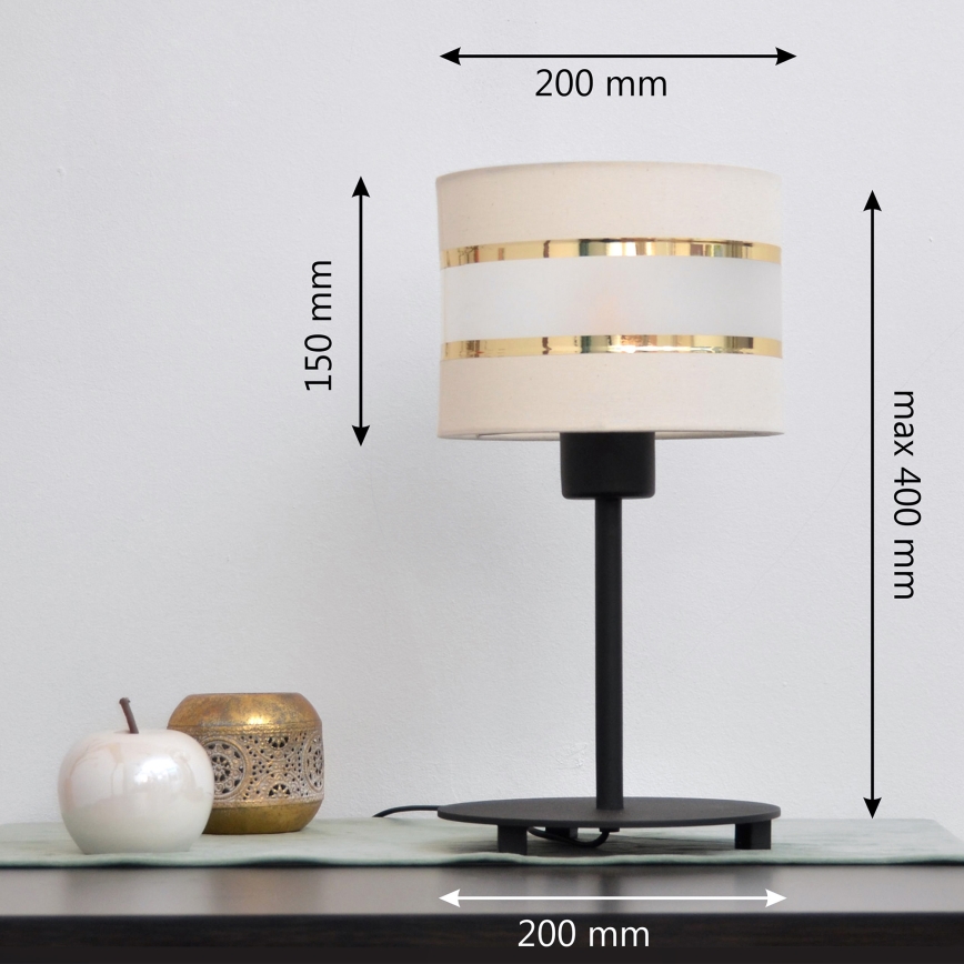 LED Asztali lámpa HELEN 1xE27/15W/230V krém/fekete/arany