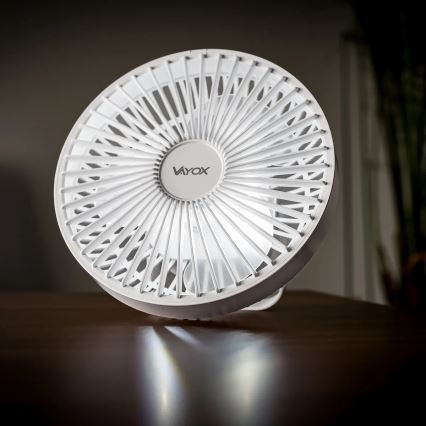 LED újratölthető asztali ventilátor LED világítással LED/2W/5V USB 2400 mAh fehér