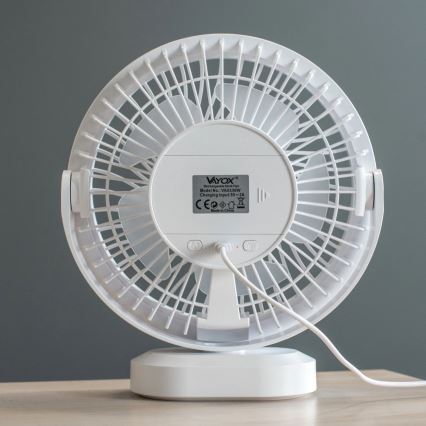 LED újratölthető asztali ventilátor LED világítással LED/3W/5V USB 2400 mAh fehér