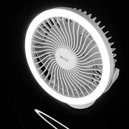 LED újratölthető asztali ventilátor LED világítással LED/3W/5V USB 2400 mAh fehér