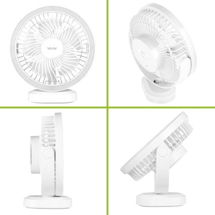 LED újratölthető asztali ventilátor LED világítással LED/3W/5V USB 2400 mAh fehér