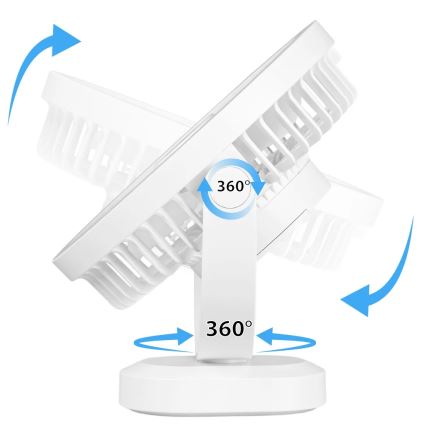 LED újratölthető asztali ventilátor LED világítással LED/3W/5V USB 2400 mAh fehér