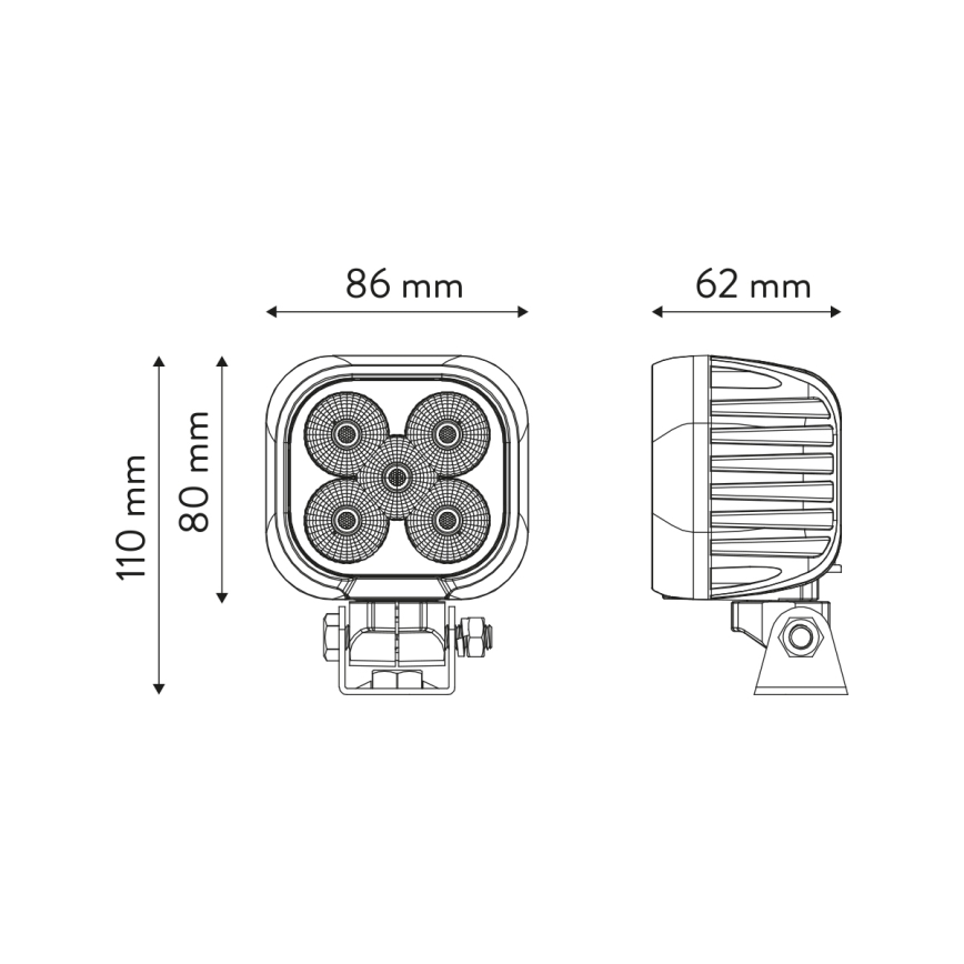 LED Autós spotlámpa BLACK LED/50W/10-30V IP69 5700K szögletes