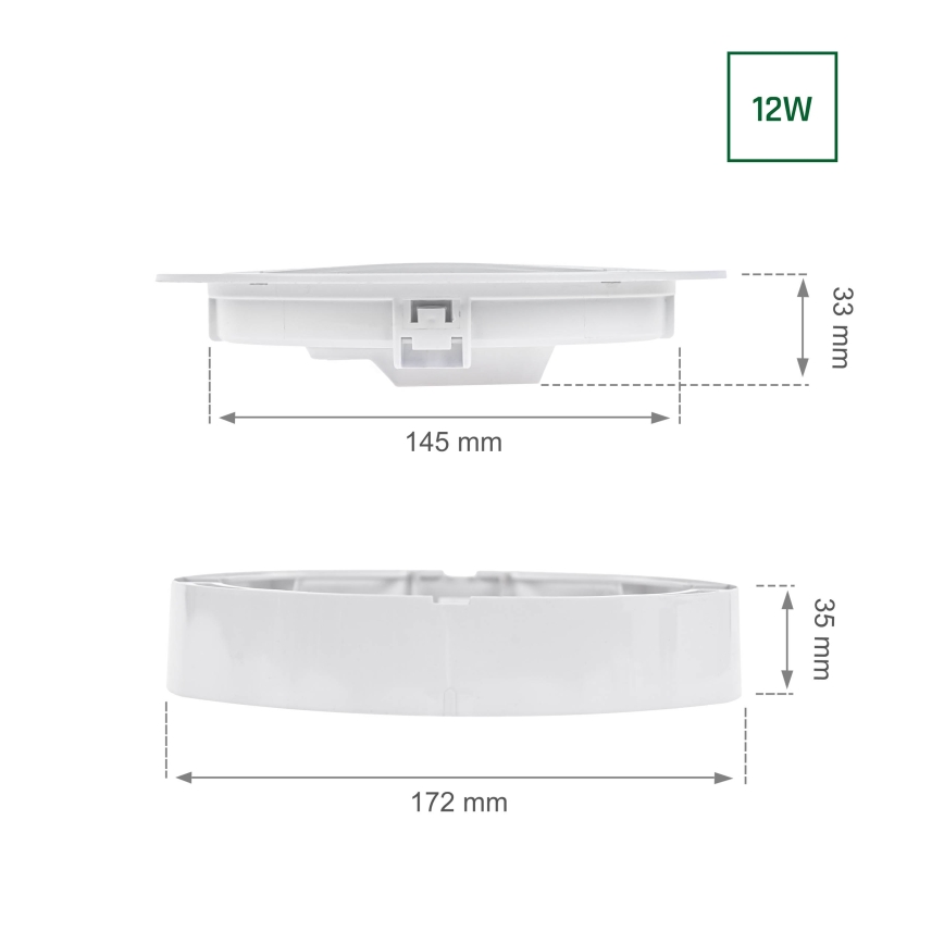 LED Beépíthető lámpa ALGINE 2in1 LED/12W/230V 3000K