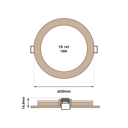 LED Beépíthető lámpa CIRCLE LED/18W/230V 4200K átm. 22 cm barna