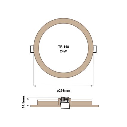 LED Beépíthető lámpa CIRCLE LED/24W/230V 4200K átm. 29,6 cm barna