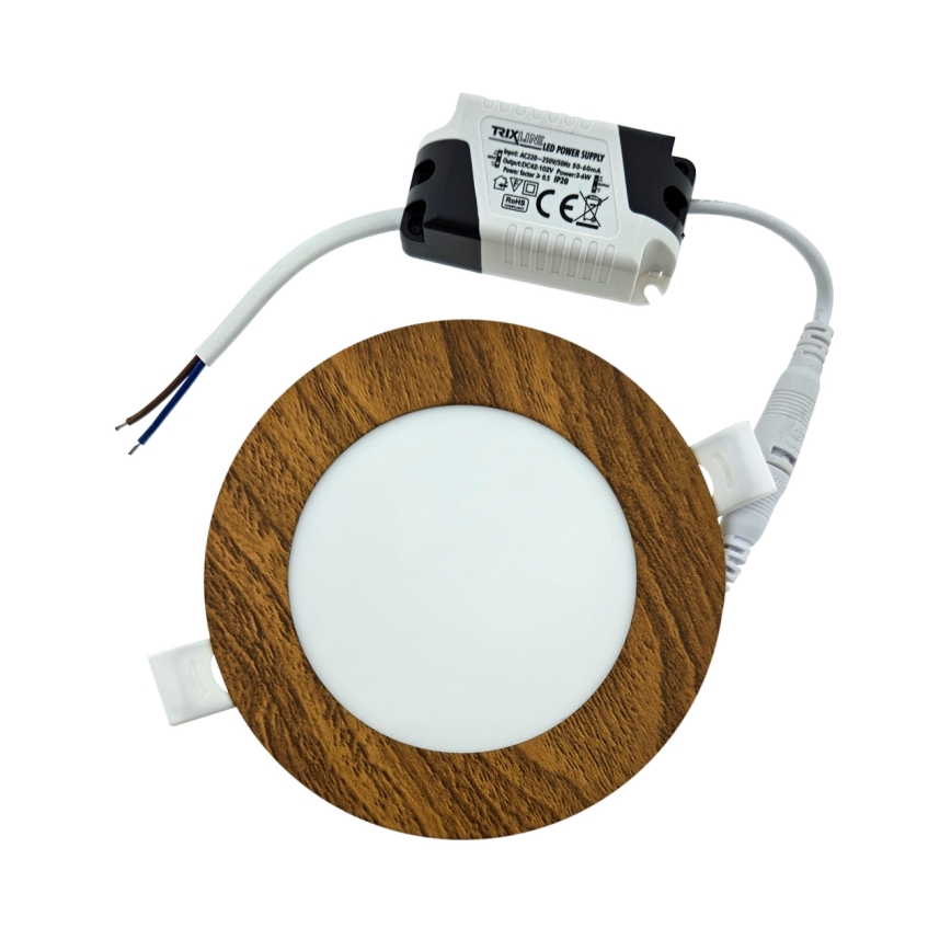 LED Beépíthető lámpa CIRCLE LED/6W/230V 4200K átm. 11,8 cm barna