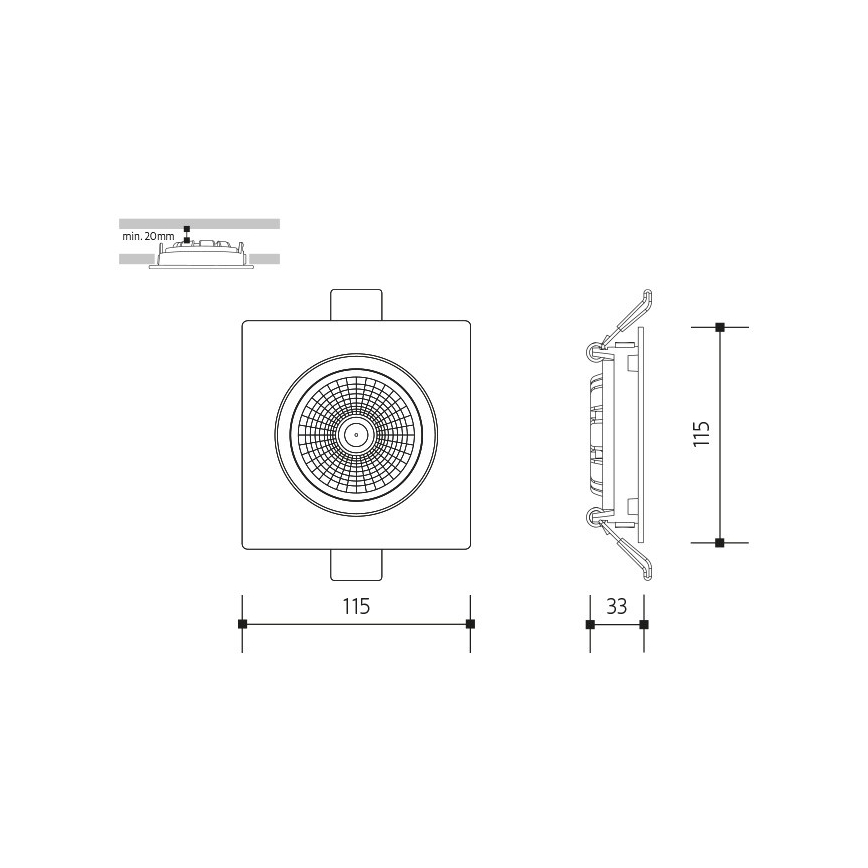LED Beépíthető lámpa LED/18W/230V 3000K 11,5x11,5 cm fehér