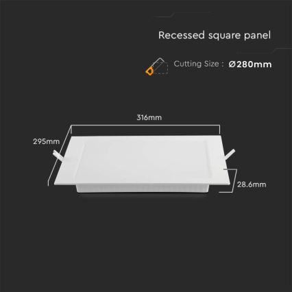 LED Beépíthető lámpa LED/24W/230V 29,5x29,5 cm 3000K fehér