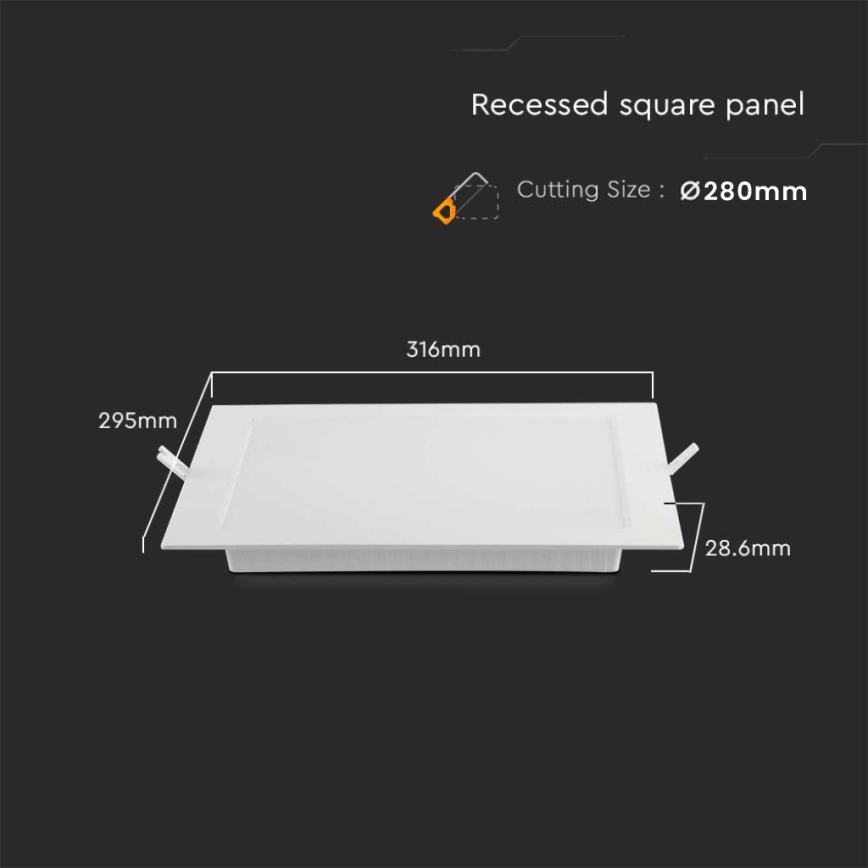 LED Beépíthető lámpa LED/24W/230V 29,5x29,5 cm 3000K fehér