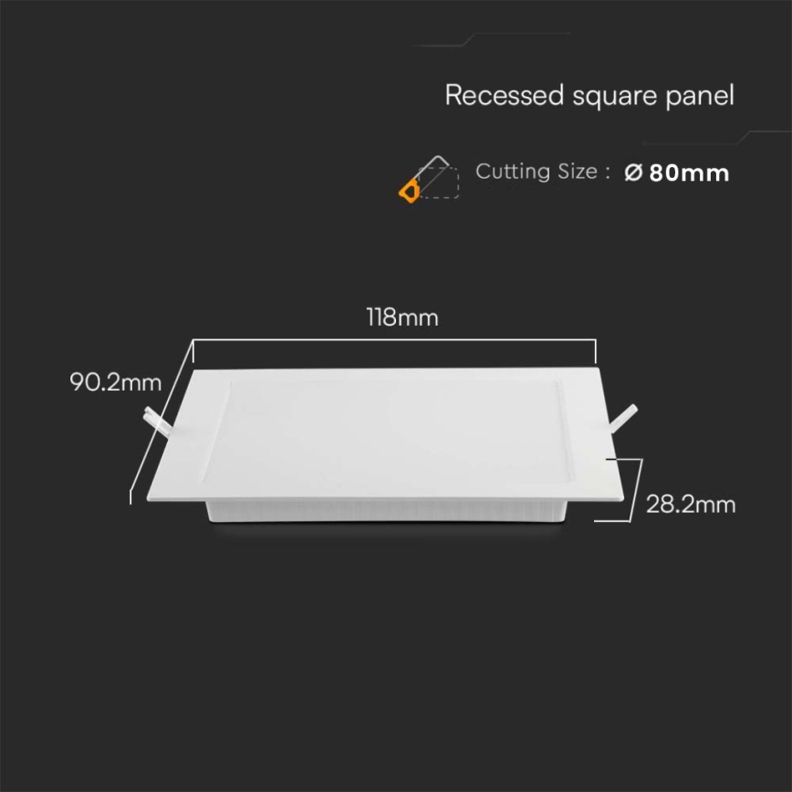 LED Beépíthető lámpa LED/3W/230V 9x9 cm 3000K fehér