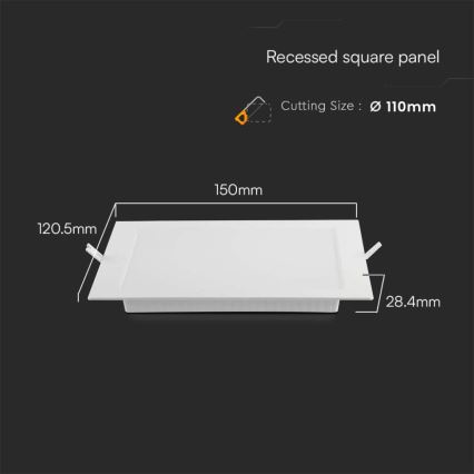 LED Beépíthető lámpa LED/6W/230V 12x12 cm 3000K fehér