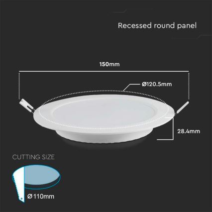 LED Beépíthető lámpa LED/6W/230V átm. 12 cm 3000K fehér