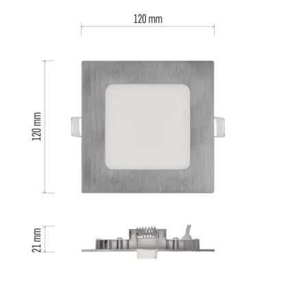 LED beépíthető lámpa NEXXO LED/7W/230V 3000/3500/4000K ezüstszínű 12x12 cm