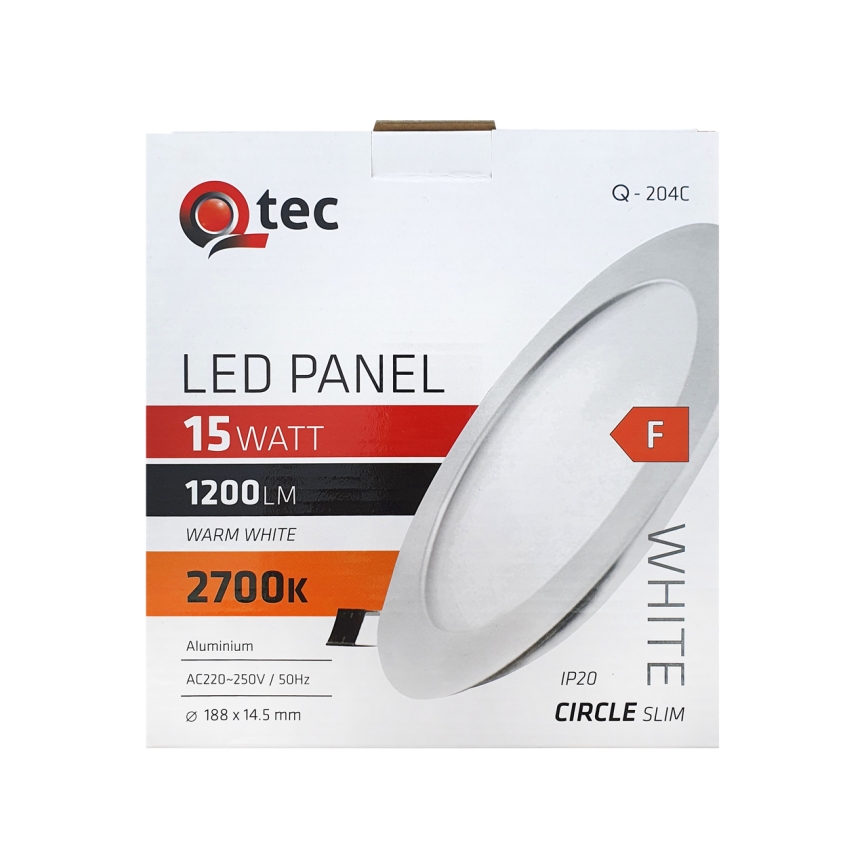 LED Beépíthető lámpa QTEC LED/15W/230V 2700K átm. 18,8 cm