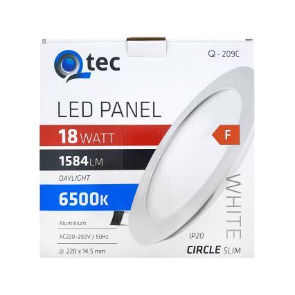 LED Beépíthető lámpa QTEC LED/18W/230V 6500K átm. 22 cm