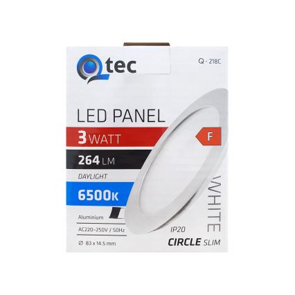 LED Beépíthető lámpa QTEC LED/3W/230V 6500K átm. 8,3 cm