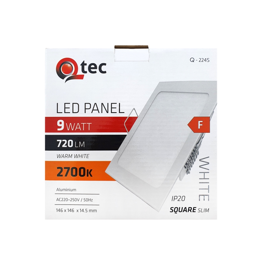 LED Beépíthető lámpa QTEC LED/9W/230V 2700K 14,6x14,6 cm