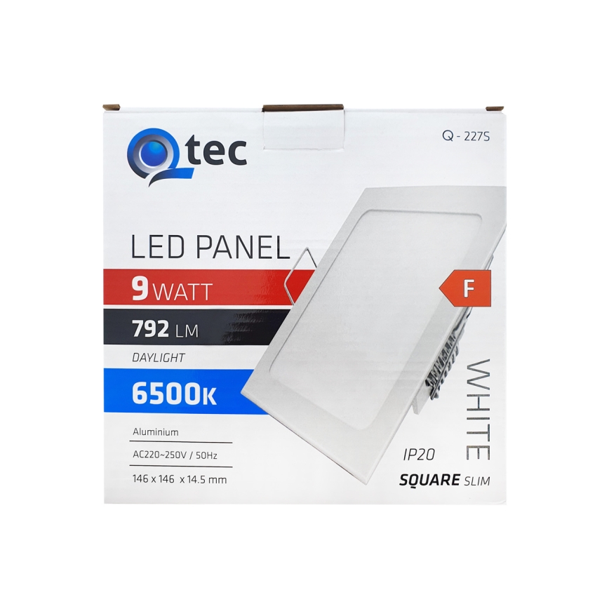 LED Beépíthető lámpa QTEC LED/9W/230V 6500K 14,6x14,6 cm