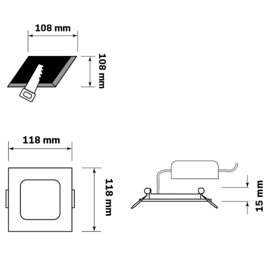 LED Beépíthető lámpa RIGEL LED/4,8W/230V 4000K 11,8x11,8 cm fekete
