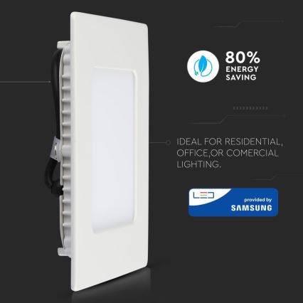 LED Beépíthető lámpa SAMSUNG CHIP LED/12W/230V 6400K négyzet